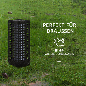 Solar Aussenleuchte mit Einschaltautomatik Rattanoptik schwarz