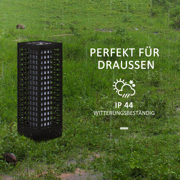 Solar Aussenleuchte mit Einschaltautomatik Rattanoptik schwarz