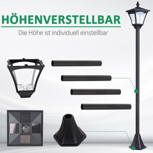 Solar-Gartenlaterne LED 15x15x120cm Schwarz