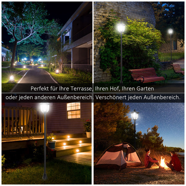 Solar-Gartenlaterne LED 15x15x120cm Schwarz