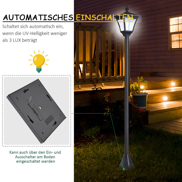 Solar-Gartenlaterne LED 15x15x120cm Schwarz