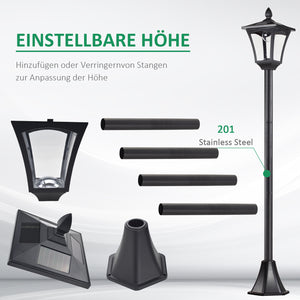 Solar-Gartenlaterne LED 18x18x160cm Schwarz