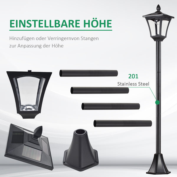 Solar-Gartenlaterne LED 18x18x160cm Schwarz