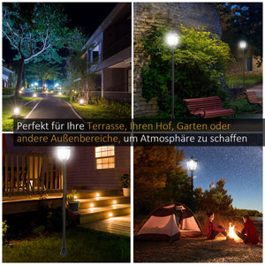 Solar-Gartenlaterne LED 18x18x160cm Schwarz