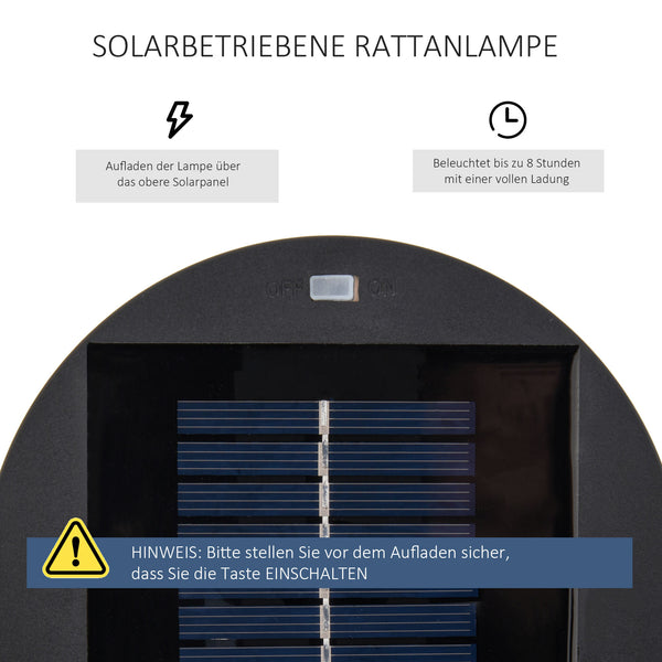 Solarbetriebene Gartenleuchte mit Automatikmodus Rattanoptik