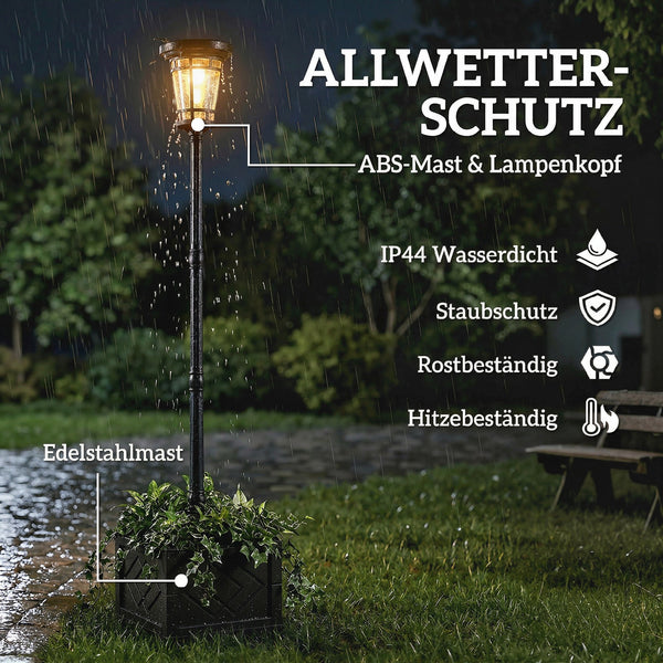 Solar Gartenleuchte Stehleuchte mit Blumentopf für aussen