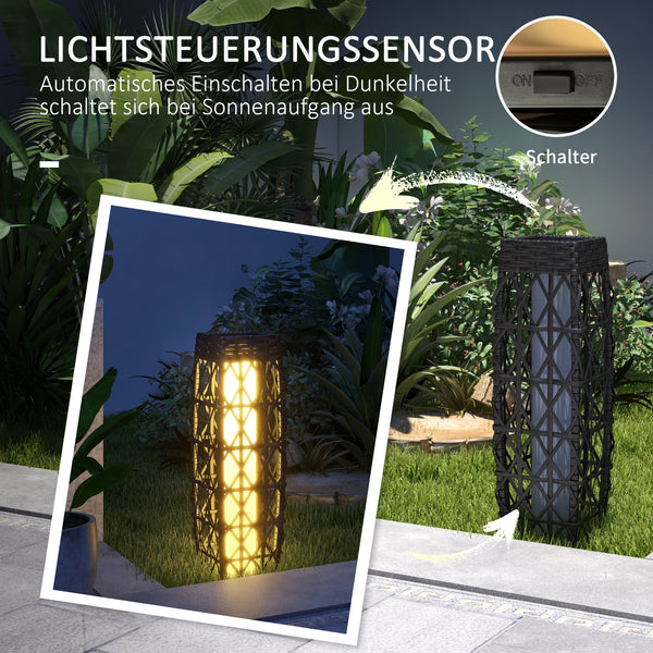 Solar Gartenleuchte LED wetterfest für aussen Rattan Optik