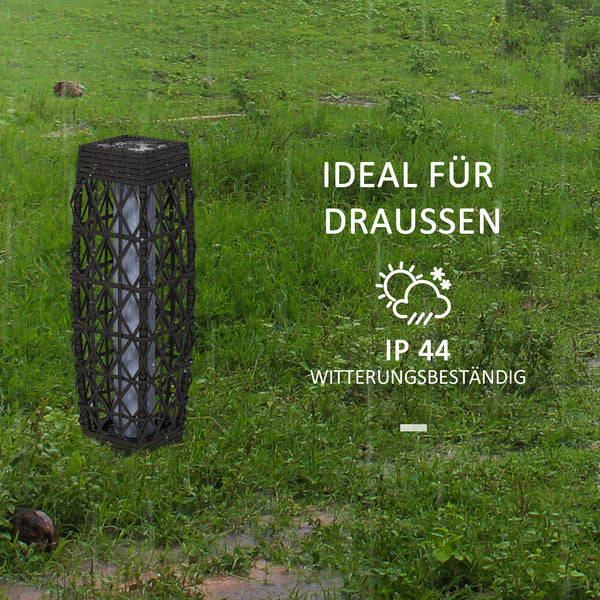 Solar Gartenleuchte LED wetterfest für aussen Rattan Optik