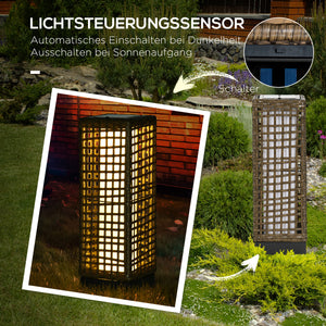 Solarbetriebene Gartenleuchte mit Dämmerungssensor Rattanoptik