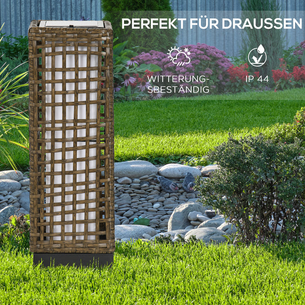 Solarbetriebene Gartenleuchte mit Dämmerungssensor Rattanoptik