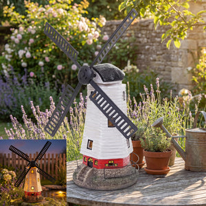 Solar LED Windmühle Gartendeko Figur für Innen & Aussen