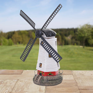 Solar LED Windmühle Gartendeko Figur für Innen & Aussen