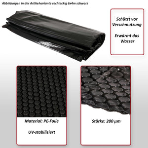 Solar Poolabdeckung 6x4m Blau, 200µm Wärmeschutz Rechteckig