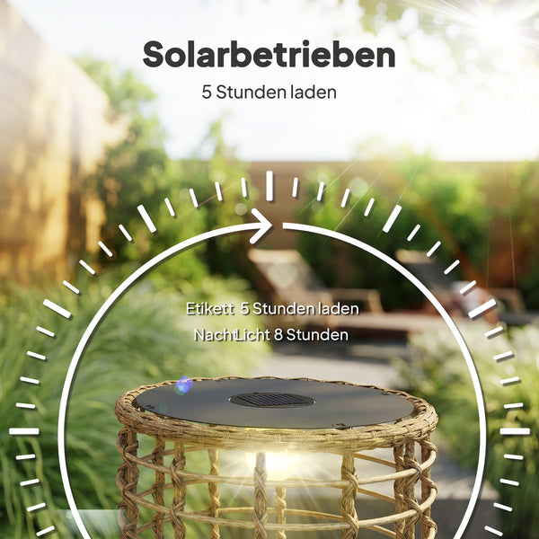 Solar Rattan Stehlampe LED 2er Set mit Lichtsensor Boho Stil