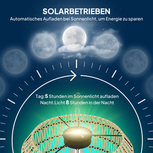 Solar Stehlampe Gartenleuchte Outdoor mit Lichtsensor Rattan Boho