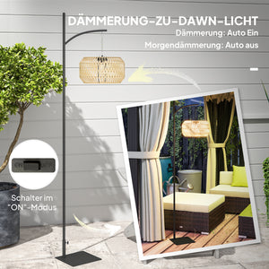 Solar Stehlampe Gartenleuchte Outdoor mit Lichtsensor Rattan Boho