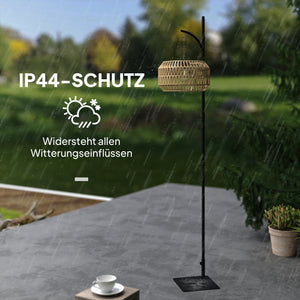 Solar Stehlampe Gartenleuchte Outdoor mit Lichtsensor Rattan Boho