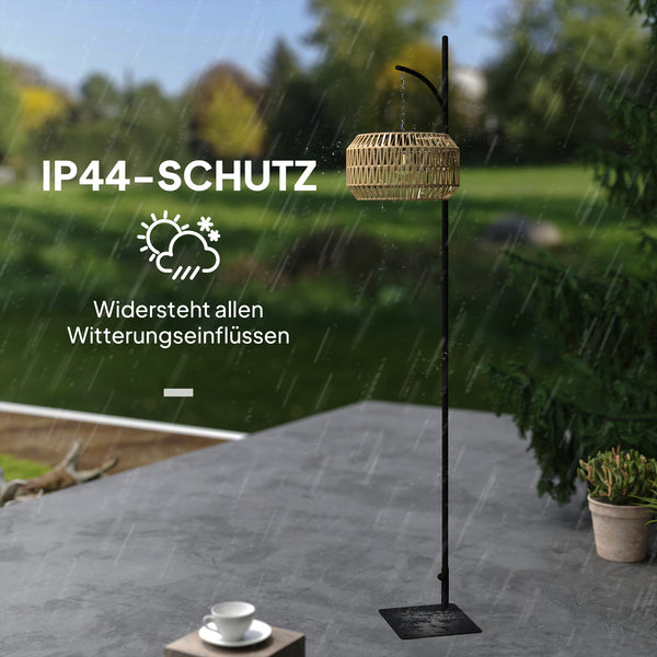 Solar Stehlampe Gartenleuchte Outdoor mit Lichtsensor Rattan Boho