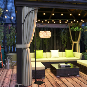 Solar Stehlampe Gartenleuchte Outdoor mit Lichtsensor Rattan Boho