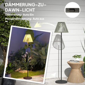 Solar Stehlampe LED mit Lichtsensor für Garten Rattan Boho