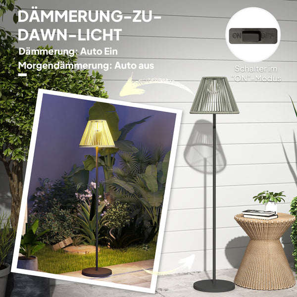Solar Stehlampe LED mit Lichtsensor für Garten Rattan Boho