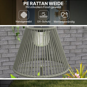 Solar Stehlampe LED mit Lichtsensor für Garten Rattan Boho