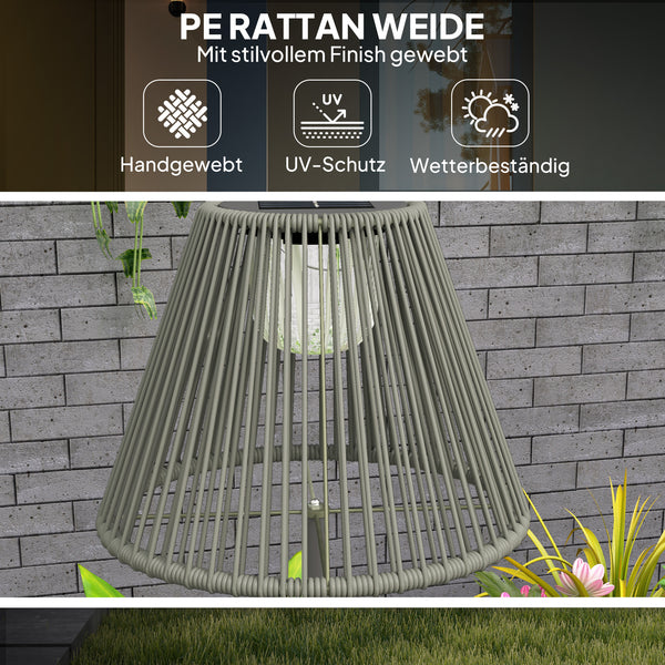 Solar Stehlampe LED mit Lichtsensor für Garten Rattan Boho