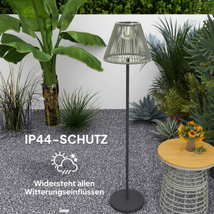 Solar Stehlampe LED mit Lichtsensor für Garten Rattan Boho