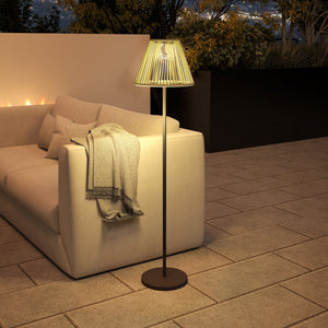 Solar Stehlampe LED mit Lichtsensor für Garten Rattan Boho