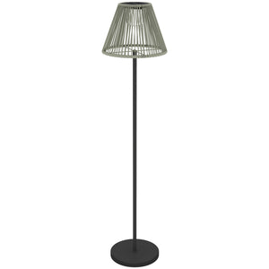 Solar Stehlampe LED mit Lichtsensor für Garten Rattan Boho