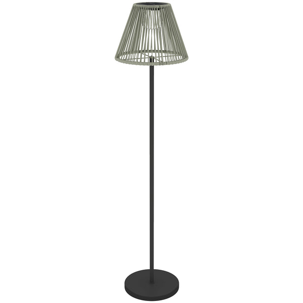 Solar Stehlampe LED mit Lichtsensor für Garten Rattan Boho