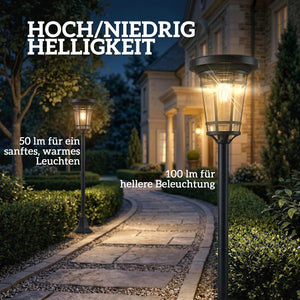 Solar Stehleuchte 2er Set höhenverstellbar mit Lichtsensor IP44
