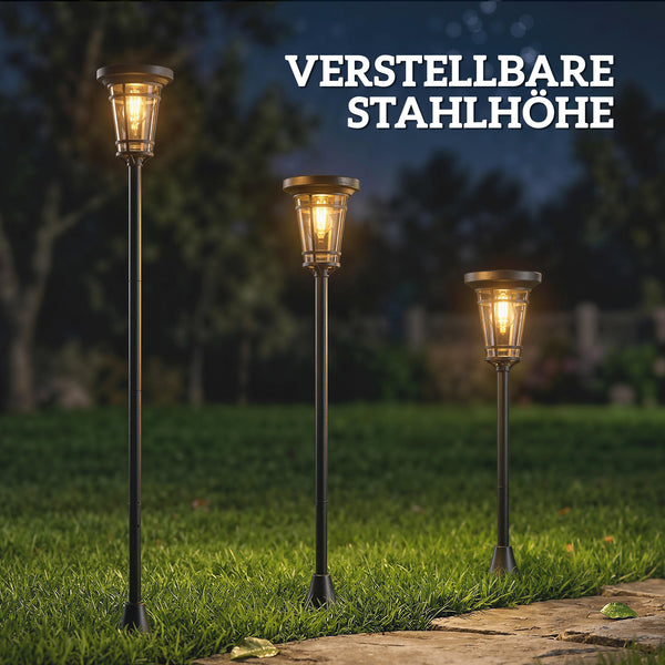 Solar Stehleuchte 2er Set höhenverstellbar mit Lichtsensor IP44