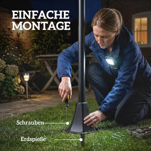 Solar Stehleuchte 2er Set höhenverstellbar mit Lichtsensor IP44