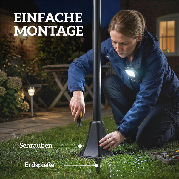Solar Stehleuchte 2er Set höhenverstellbar mit Lichtsensor IP44