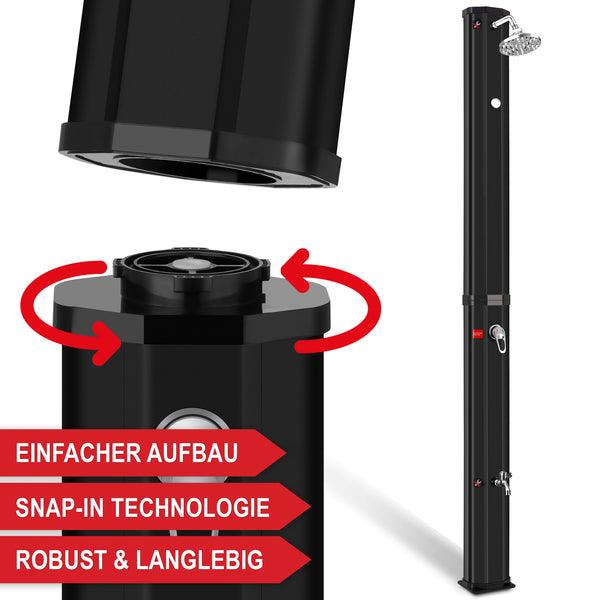 Solardusche Anna 35L Gartendusche mit Thermometer Schwarz
