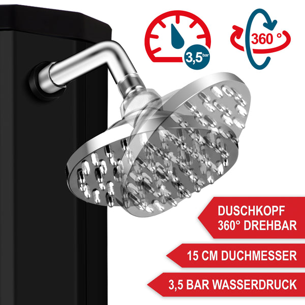 Solardusche Anna 35L Gartendusche mit Thermometer Schwarz