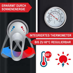 Solardusche Anna 35L Gartendusche mit Thermometer Schwarz