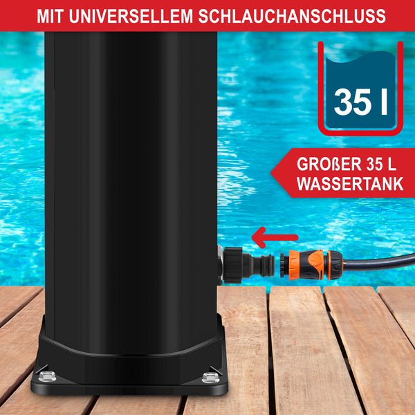 Solardusche Anna 35L Gartendusche mit Thermometer Schwarz