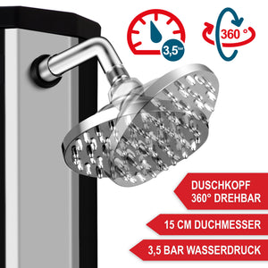 Solardusche Anna 35L Gartendusche mit Thermometer Silber-Schwarz