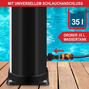 Solardusche Anna 35L Gartendusche mit Thermometer Silber-Schwarz