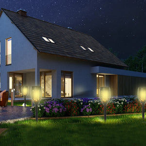 Solarleuchte 4er-Set Ø12x72cm Schwarz