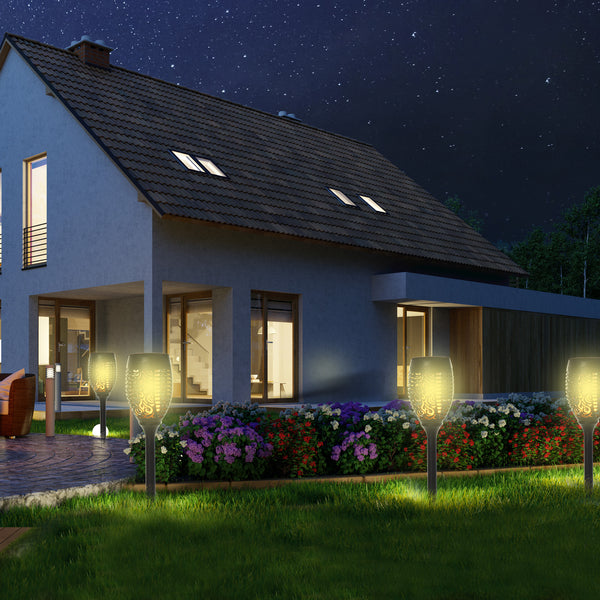 Solarleuchte 4er-Set Ø12x72cm Schwarz