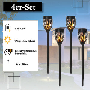 Solarleuchte 4er-Set Ø12x72cm Schwarz