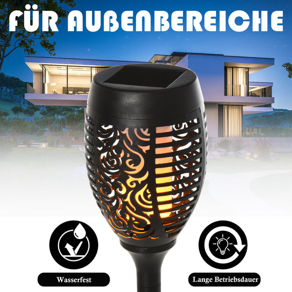 Solarleuchte 4er-Set Ø12x72cm Schwarz