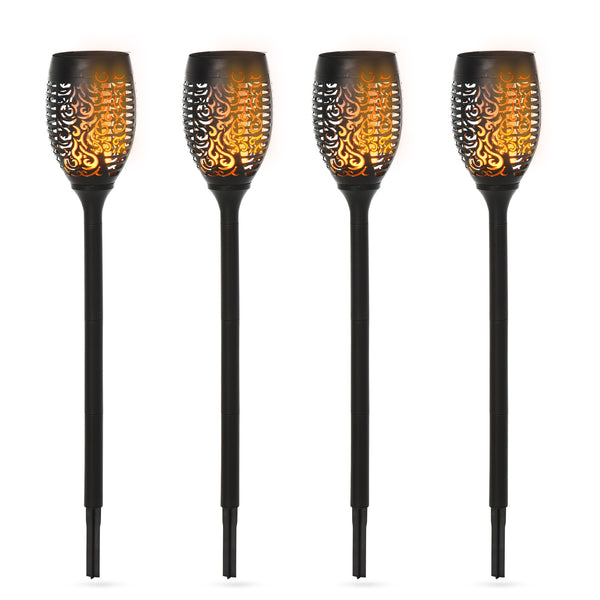 Solarleuchte 4er-Set Ø12x72cm Schwarz