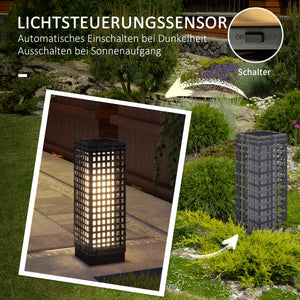 Solarleuchte für aussen mit Rattanoptik und Einschaltautomatik