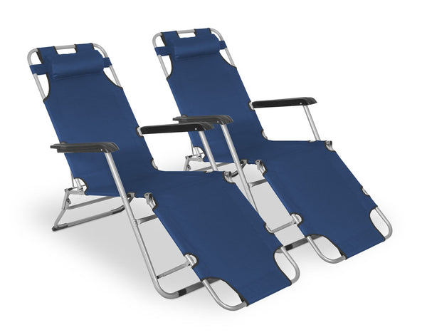 Liegestuhl Campingstuhl blau 2er Set