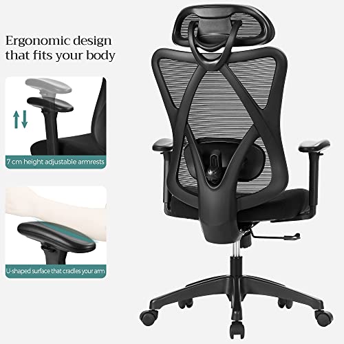 Songmics office chair with adjustable lumbar and headrest