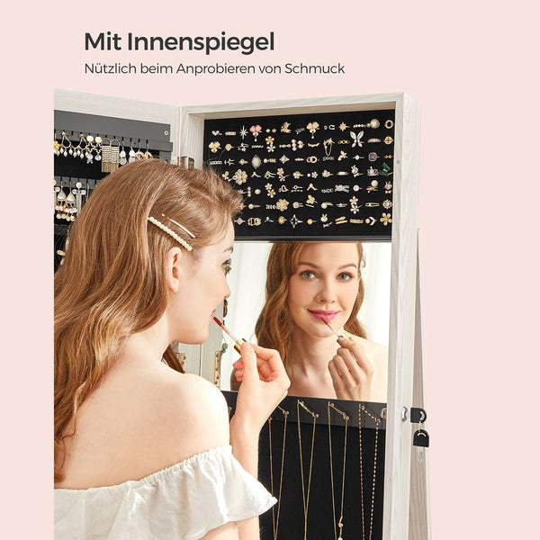 SONGMICS Drehbarer Schmuckschrank mit Spiegel